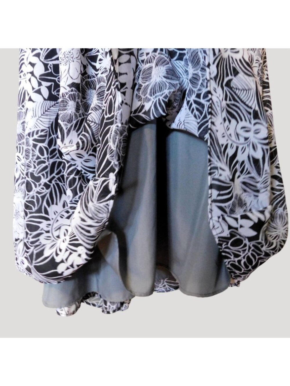 George Floral Skirt XL 16 18 Black White Print Elastic Waist Lined Lightweight - Picture 5 of 8